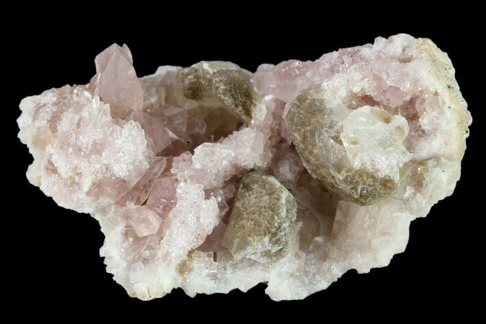 Pink Amethyst Geode Section with Calcite - Argentina #134781